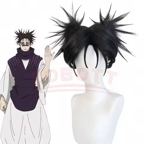 Jujutsu JJK Manga Choso Cosplay Wig Anime Jujutsu Kaisen Black Double Ponytail Hair Sticker Itadori 