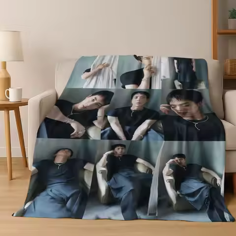 3D BTS Kpop JIMIN Kim Seok Jin Star Flannel Blanket Soft Warm Blanket for Bedroom Living Room Bed Tr