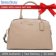 Coach Handbag In Gift Box Crossgrain Leather Lillie Carryall Taupe Nude Beige # 91493