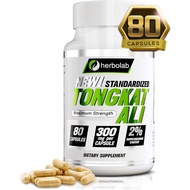 Herbalab Tongkat Ali Root Extract - Standardized to Minimum 2% Eurycomanone, 80 Vegetal Capsules 300mg