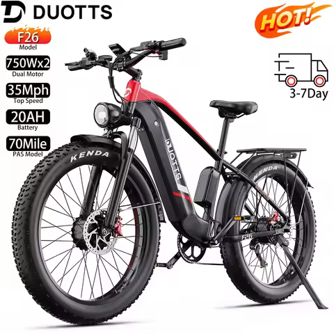 Electric Bike For Adult DUOTTS F26 26x4.0" 750Wx2,70Mile,48V 20AH,Top SPeed 15Mph,65*2Nm,Commuter Of