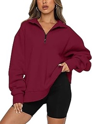 Womens 1/4 Zip Pullover Long Sleeve Sweatshirt Quarter Zip Hoodies