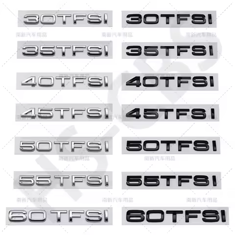 3D ABS Gloosy Silver Black 30 35 40 45 50 60 55 TFSI Letter Logo Car Rear Trunk Badge Sticker For A3
