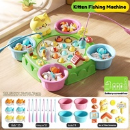 Oldlaiben Kitty Fishing Terrace Baby Music Play Toy Electric Fishing Toy Magnetic Fishing Pond Pole