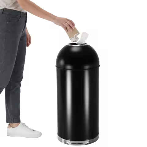 58L Cylindrical Trash Can with Removable Inner Bucket Heavy Duty Stainless Steel Rubbish Bin for Hom