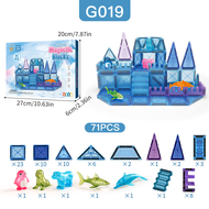 magnetic tiles 356PCS กล่องเก็บของฟรี ชุดน้ำแข็งและหิมะ magnetic tiles ของแท้