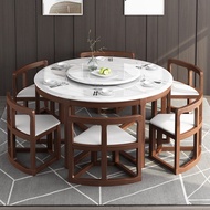 Marble Top Multi-Function Round Dining Table 6 Seater Family Dining Meja Makan Europe Foldable Nordi