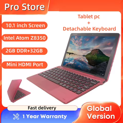 2GB RAM 32GB ROM 10.1" Tablet with Detachable Keyboard 64Bit Windows 10 Z8350 4-cores CPU Dual Camea
