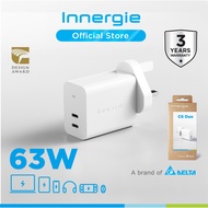 Innergie C6 Duo 63W 2-port USB-C Charger,PD 3.0 (PPS)/QC 4.0/Samsung Fast Charge
