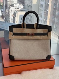 Hermès🌟Birkin 25 Q0 灰綠色 帆布 stamp K