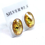 ต่างหูบุษราคัม ต่างหูเงินแท้ พลอยบุษราคัม(cz) YTG-3794