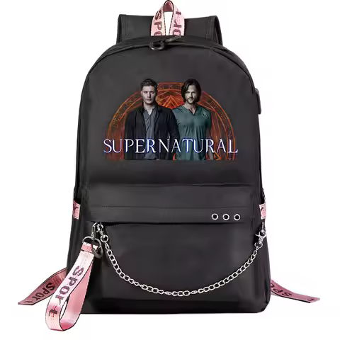 Supernatural Winchester Bros Sam Dean Students School Bag Women Men Causal Travel Laptop Backpack wi