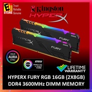 8PkF HYPERX FURY RGB 16GB (2x8GB) DDR4 3600MHz MEMORY (HX436C17FB3AK2/16) RAM