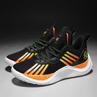 รองเท้าบาสเก็ตบอล Curry12 สำหรับผู้ชายและผู้หญิง รองเท้ากีฬาพื้นต่ำ วัสดุผ้าและยาง รองเท้ากีฬาแบบยืด