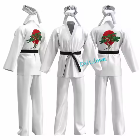 Karate Kid Cobra Kai Costume Kids Men Women Kimono Tory Nichols Daniel LaRusso Cosplay Uniform Headb