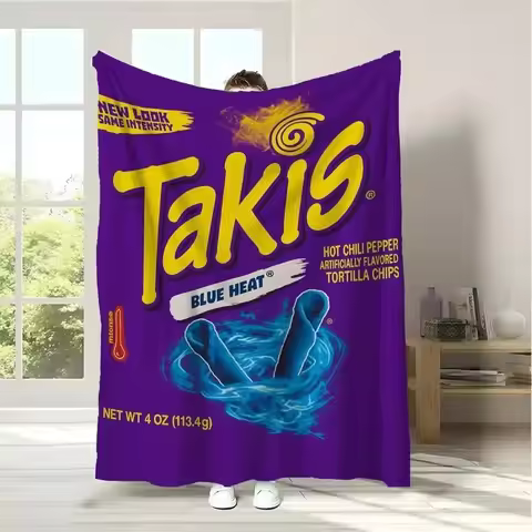 Takis Blue Heat Tortilla Chips Themed Blanket Cozy Soft Fleece Throw Blanket for Living Room Couch B