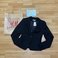 [Size XS-S] H&M Black Blazer เสื้อสูท กระดุมเดียว สีดำ เสริมบ่า เบลเซอร์ มาพร้อมถุงกระดาษจากช้อปพารา