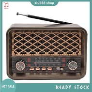 (xiu988) Multifunctional Retro Bluetooth Radio - Portably Designed with FM/AM/SW Bands, LED Light, a