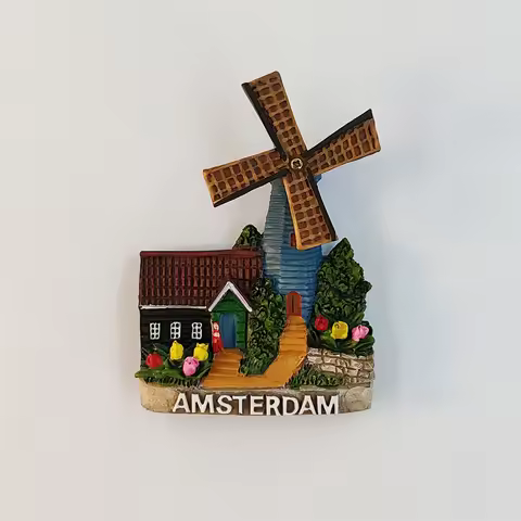 Holland, Amsterdam, Windmill, Stereoscopic, Rotatable, Tourism Souvenirs, Hand Painted, Decoration H
