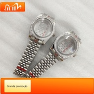 XZ 36mm 39mm Stainless Steel Watch Case Stone Bezel Transparent Backcase Watch Strap Accessories For