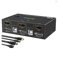 KVM Switch Dual-Monitor Compatible DP/HDMI KVM Switch Supports 4K@60Hz