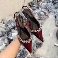 Pointed toe doll high heels with flower straps and stone heels 3 cm high - Bonita Shoes 5