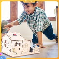 {Bakilili}  Wooden Puzzle Educational Luminous Handcraft Solar House Model Puzzle Toy for Children
