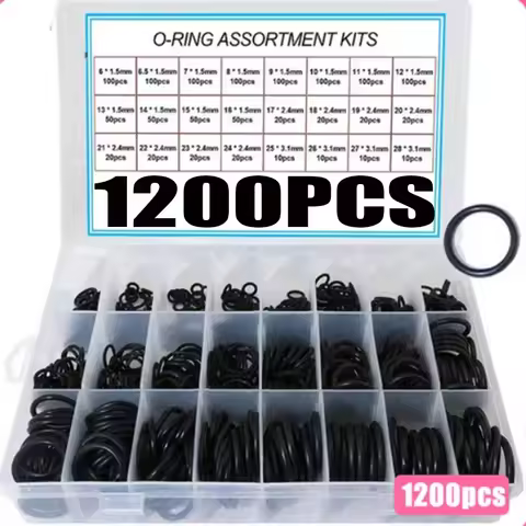 740/1200Pcs O-ring Rubber Gaskets Seal Ring Set Nitrile Rubber High Pressure O-Rings NBR Sealing Ela