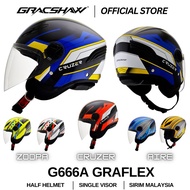 GRACSHAW G666 GRAFLEX HALF HELMET DEMI JET G666 ZOOPA AIRE CRUZER HELMET STENG CRUISER HELMET  (FAST