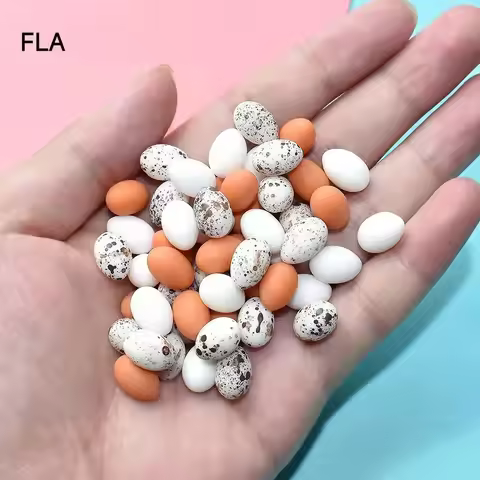10pcs/Bag 3D Cute Eggs Simulation Quail Eggs Diy Décor Resin Pigeon Eggs Miniatur Decor Home Miniatu