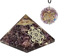Sawcart Metatron Grid Amethyst Orgone Pyramid & Metatron’s Cube Merkaba with 7 Chakra Crystals Orgon