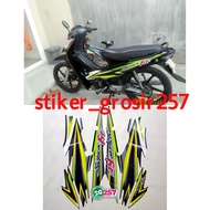 STIKER STRIPING LES LIS BODI SUPRA FIT LAMA 2005 CAKRAM WARNA HITAM CORAK HIJAU STANDAR