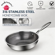 316 Stainless Steel Honeycomb Frying Pan NonStick Pan Steak Cooking Home & Restaurent Cookware Shall