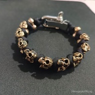 Popular retro European and American skull braided paracord bracelet, dark punk style, unique and ind