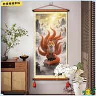 Taoyuan Shipment+Invoice Lucky Nine-Tailed Fox Painting Entrance Hall Scroll Portrait Decorative Wor