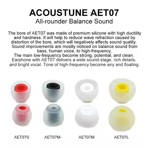 Acoustune Genuine Ear Tips For AET07 Eartips Silicone Earbuds in Ear Earphone IEM Earplugs Accessori