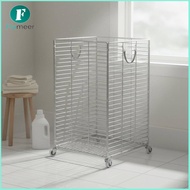 Flameer Large Capacity Stainless Steel Laundry Hamper Easy to Move Rolling Laundry Basket Metal Cons