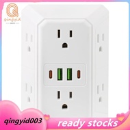 Wall Outlet Extender Surge Protector, 6 Outlet Splitter , Multiple 3 Sided  Wall Adapter Power Strip