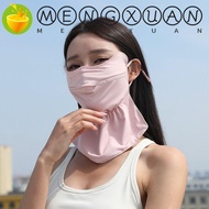 MENGXUAN Sunscreen Mask, Solid Color Hanging Ear Ice Silk Mask, Veil Neck Sunscreen Ice Silk Face Mask Summer