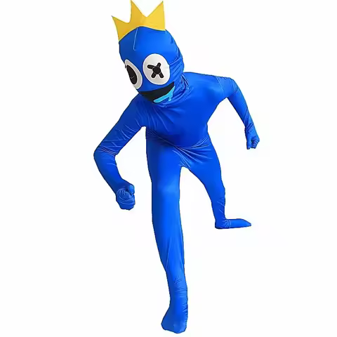 Rainbow Friends Costume Kids Boys Blue Monster Wiki Cosplay Horror Game Halloween Jumpsuit Canival B