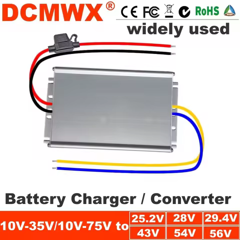 DCMWX DC 9-44V 12V 24V to DC 12.6V 14.6V 16.8V 18.2V 25.2V 29.2V Dual Battery Charger for 12V Lifepo