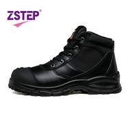 (ZSTEP) ผู้ชายหัวเหล็กหนังวัวสีดำหนังวัวด้านบนชั้น 1.8mm หนาหนังศีรษะป้องกันฝาครอบป้องกันการเจาะป้อง