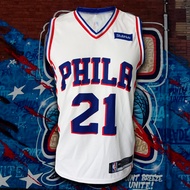 เสื้อบาส เสื้อบาสเกตบอล NBA Philadelphia 76ers เสื้อทีม ฟิลาเดลเฟีย 76เซอร์ส #BK0064 รุ่น Association Joel Embiid#21 ไซส์ S-5XL