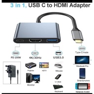 3 IN 1 TYPE-C TO HDMI CONVERTER + USB 3.0 + TYPE-C