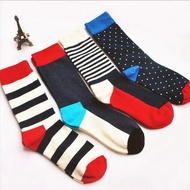 Color Stripes Polka Dots Patchwork Men Crew Socks Casual Harajuku Dress Business Designer Brand Skat