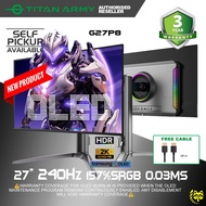 TITAN ARMY 27” QD-OLED Samsung QHD 2K 240Hz 0.03ms HDMI2.1 HDR400 157%sRGB Rotatable Gaming Monitor 