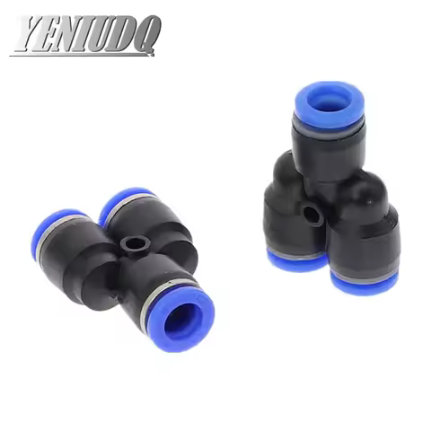PY PW" 3 Way Port Y Shape Air Pneumatic 4mm-16mm OD Hose Tube Push in Gas Plastic Pipe Fitting Conne