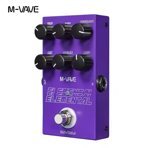 M-VAVE Elemental Professional Delay Pedal 9 Vintage Amp Modes TAP/HOLD True Bypass 3-Band EQ for Gui