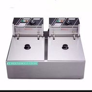 2 x 8L  Electric Stainless Steel Deep Fryer Commercial Portable Double Tank dapur goreng elektrik kentang goreng