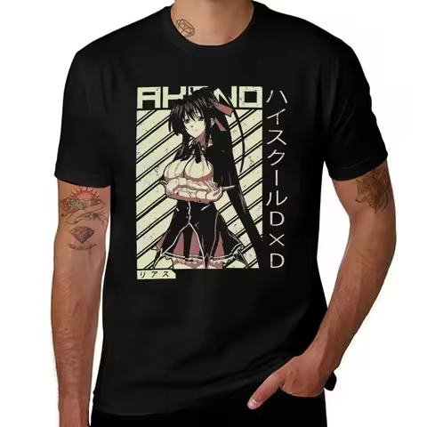 High School Funny Anime DxD Rias Gremory Retro Character 2 T-Shirt Plus Size Summer Short Sleeve T-S